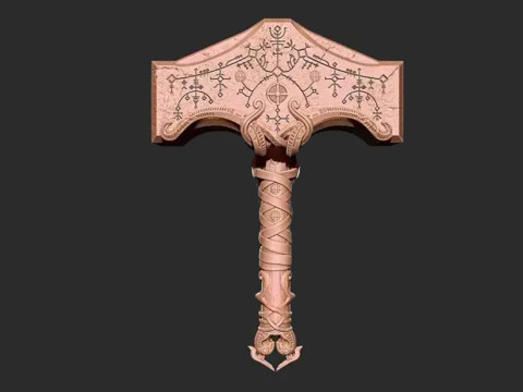 Thor God of War Mjolnir Ready to Print 3D Print Model
