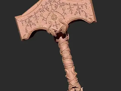 Thor God of War Mjolnir Ready to Print 3D Print Model