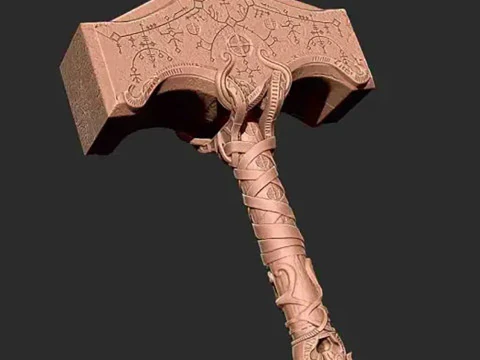 Thor God of War Mjolnir Ready to Print 3D Print Model