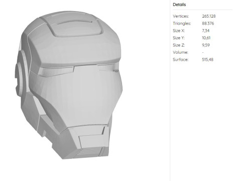 War Machine MK1 Helmet Iron Man Mark 1 Ready to Print Model do druku 3D