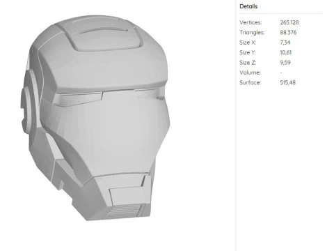 War Machine MK1 Helmet Iron Man Mark 1 Ready to Print 3D Print Model