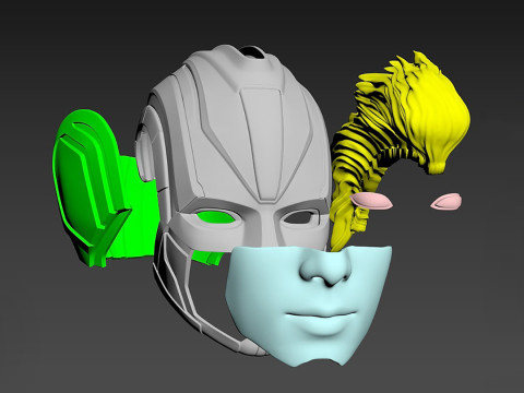 Captain Marvel 2019 Helmet Ready to Print Model Cetak 3D