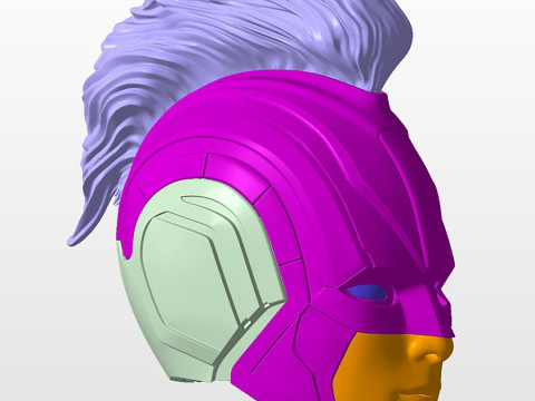 Captain Marvel 2019 Helmet Ready to Print Model Cetak 3D