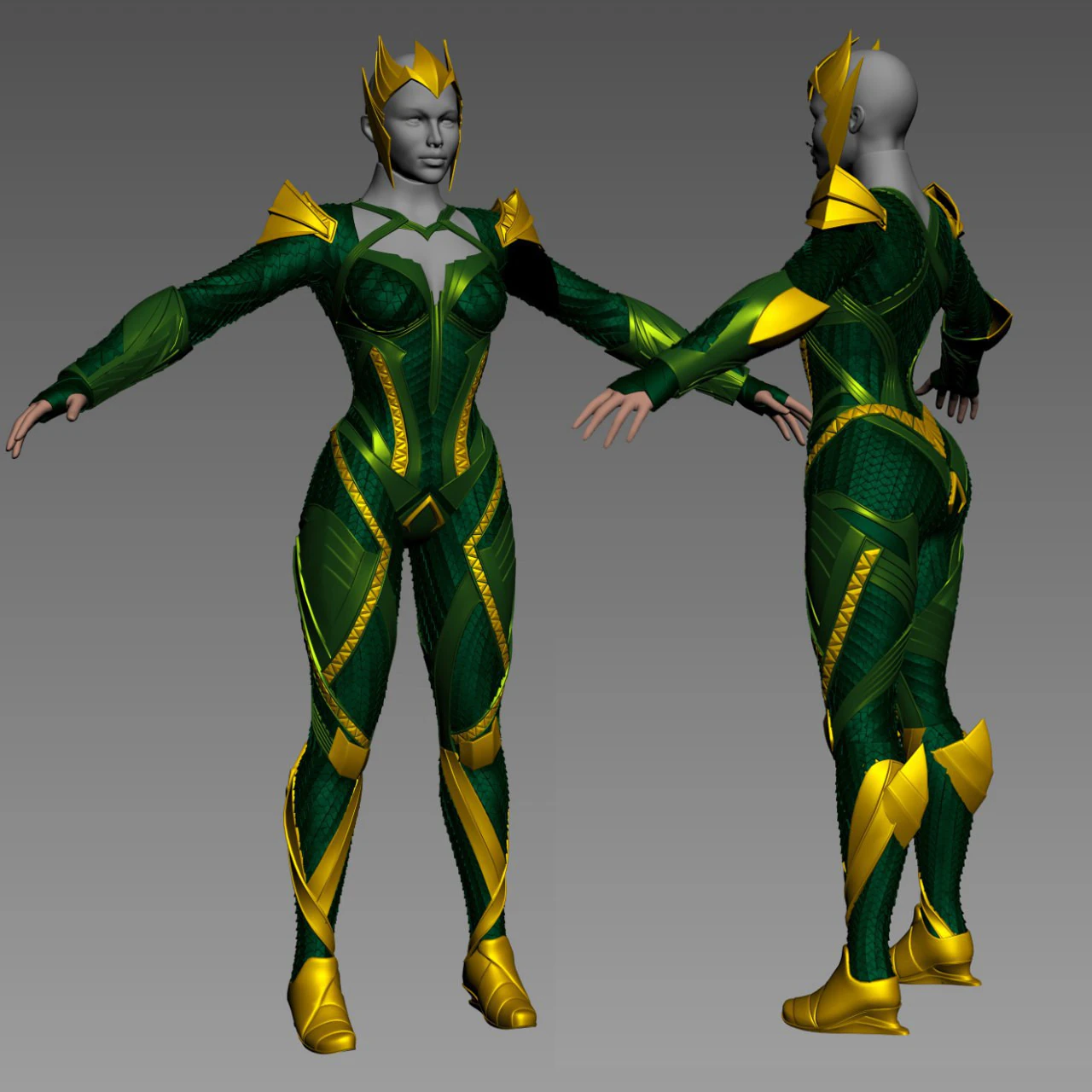 Mera Aquaman Full Body Armor STL 3D Print Files 3D Print Model .c4d .max .obj .3ds .fbx .stl .blend