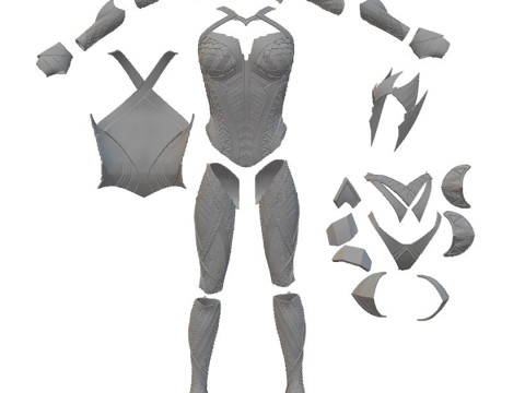 Mera Aquaman Full Body Armor STL 3D Print Files 3D Baskı Modeli