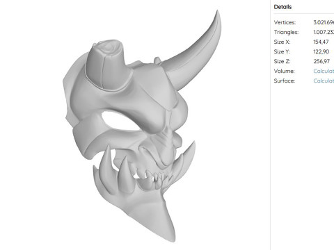 Demon Mask Ready to Print 3Dプリントモデル