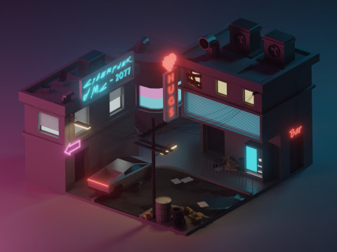Cyberpunk City 3D Model