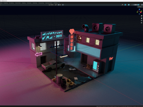 Cyberpunk City Modello 3D