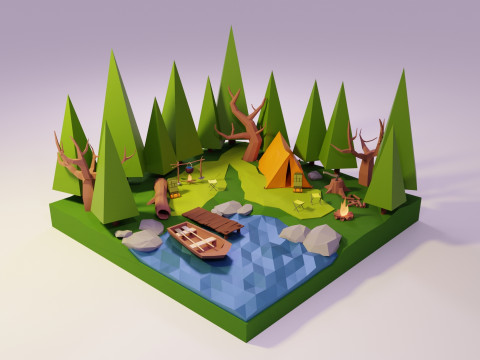 Forest and Lake 3D मॉडल