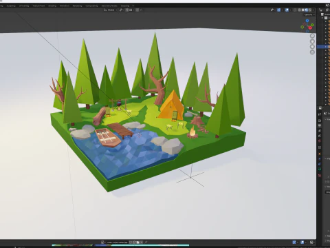 Forest and Lake 3D Model