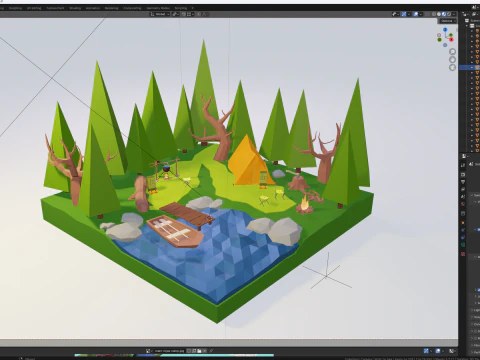 Forest and Lake 3D Model