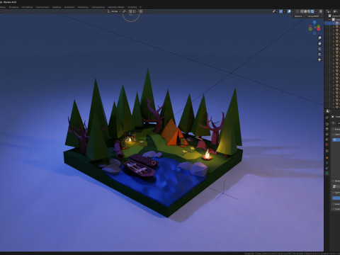Forest and Lake Night 3D 모델