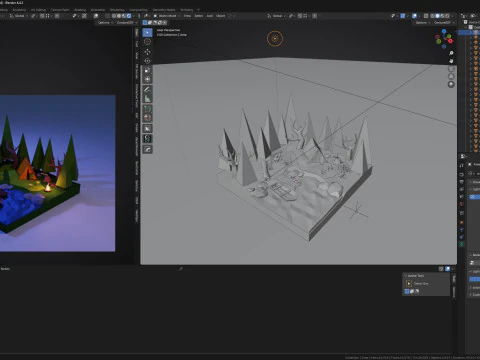 Forest and Lake Night 3D Model