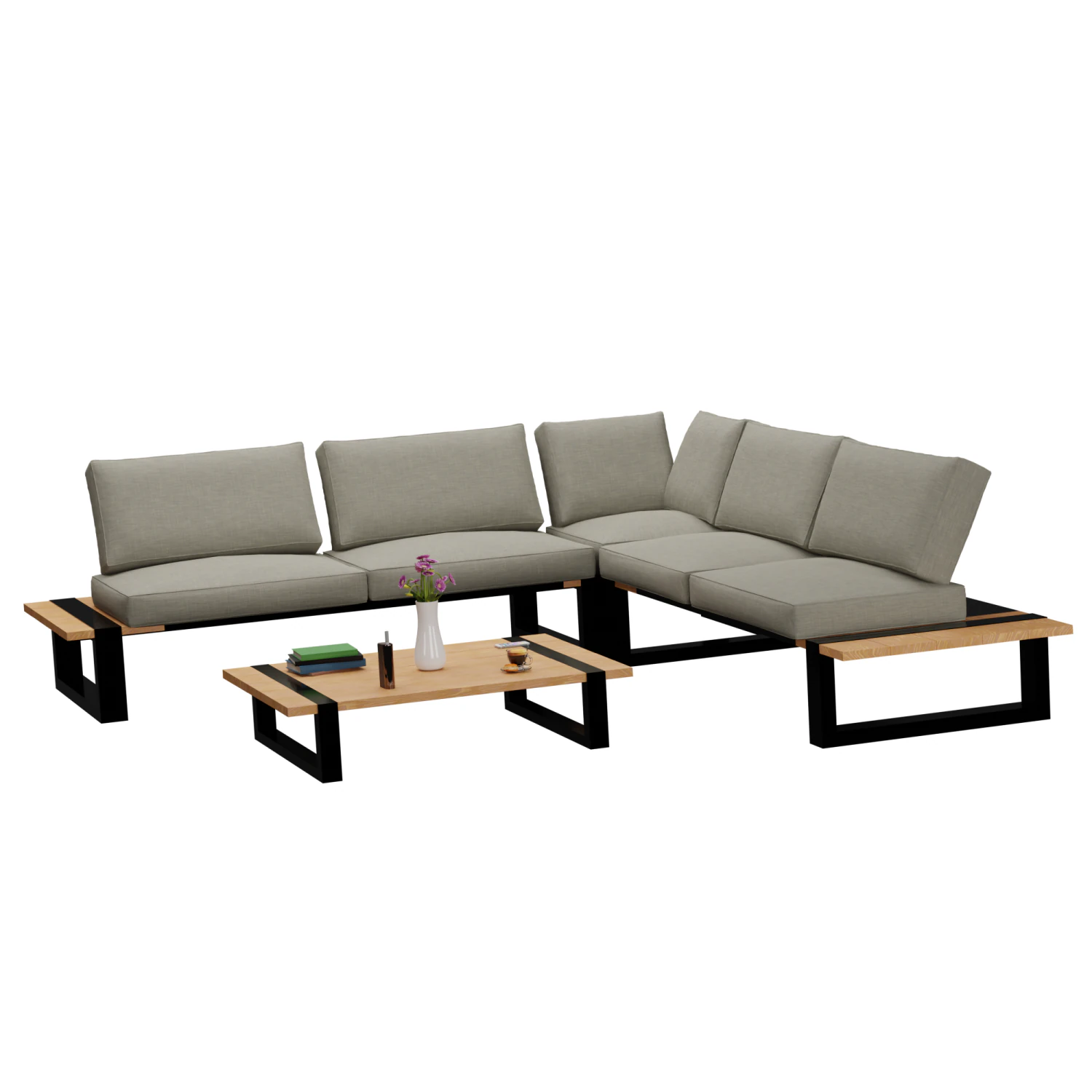 Outdoor Corner Sofa Set Garden Art 3D Model .c4d .max .obj .3ds .fbx .stl .blend 