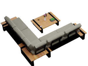 Set Sofa Sudut Luar Ruangan Seni Taman Model 3D