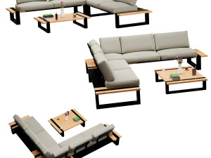 Set Sofa Sudut Luar Ruangan Seni Taman Model 3D