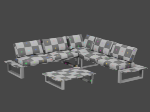 Set Sofa Sudut Luar Ruangan Seni Taman Model 3D