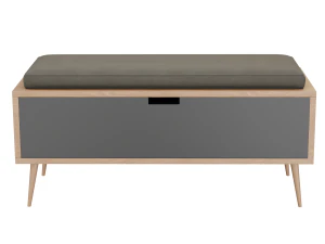 Panca portaoggetti con cassetti in legno imbottita Williams Modello 3D