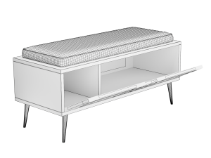 Williams Upholstered Wood Drawer Storage Bench 3D मॉडल