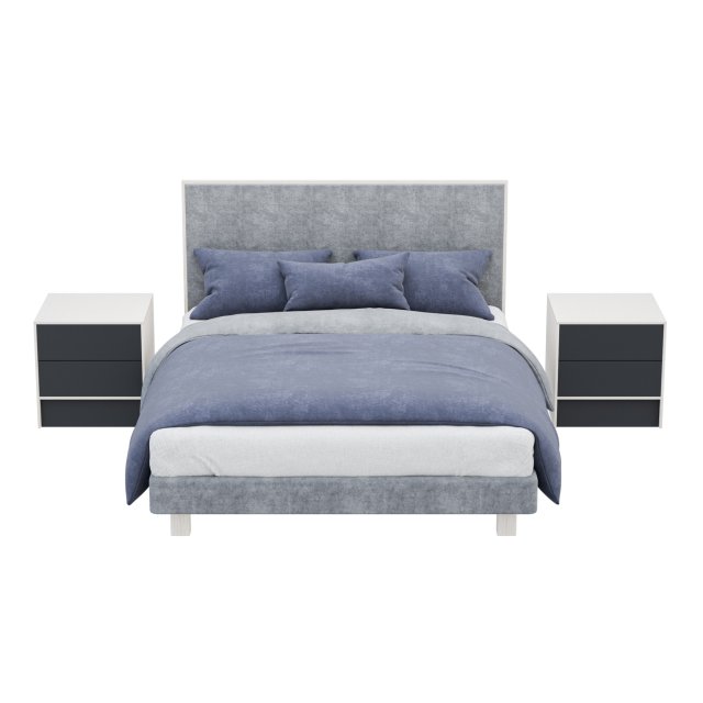 Queen bed 3D 模型 .c4d .max .obj .3ds .fbx .stl .blend 