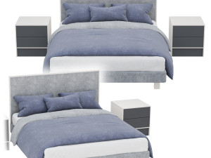 Queen bed 3D 模型