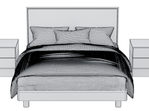 Queen bed 3D 模型