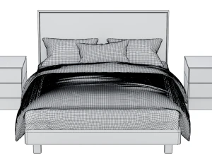 Queen bed 3D Model