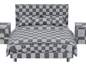 Queen bed 3D 模型