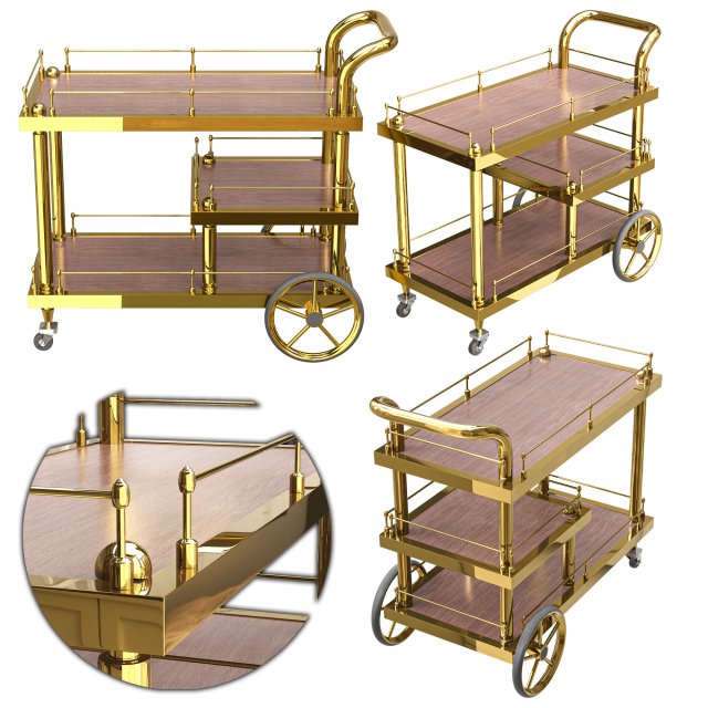 Bar Trolley S-23 3D Model .c4d .max .obj .3ds .fbx .stl .blend 