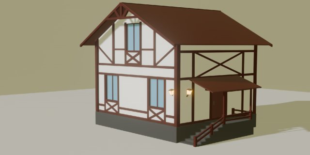 German style house 3D 模型 .c4d .max .obj .3ds .fbx .stl .blend 