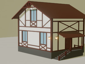 German style house Modèle 3D