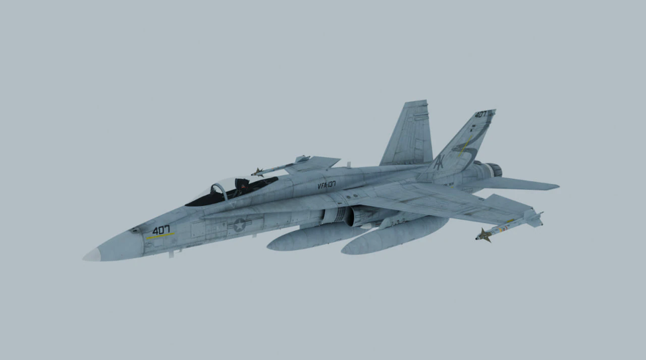 FA-18A Hornet OBJ 3D Model .c4d .max .obj .3ds .fbx .stl .blend 