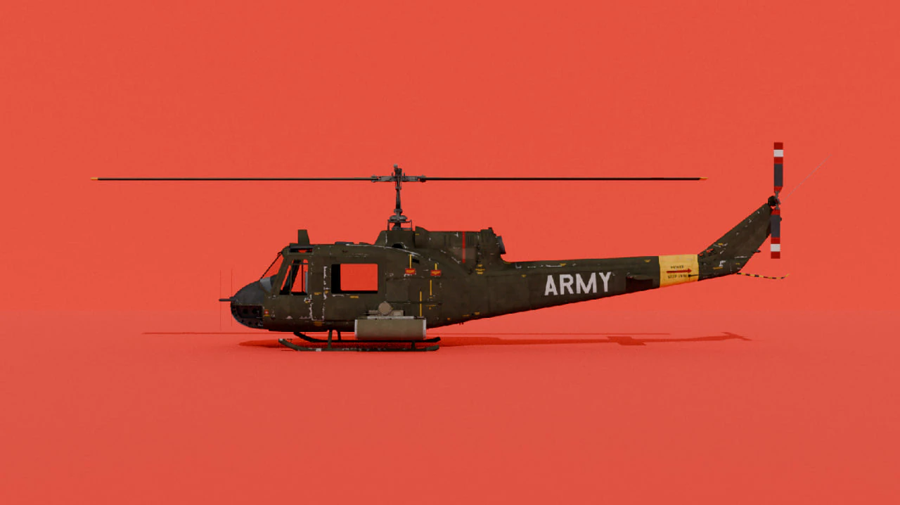 UH-1B 3D Model .c4d .max .obj .3ds .fbx .stl .blend 