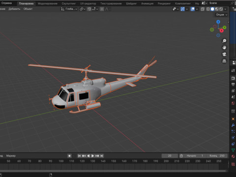 UH-1B Modello 3D