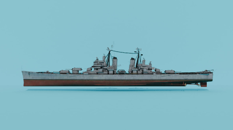 USS Pittsburgh CA-72 3D Model .c4d .max .obj .3ds .fbx .stl .blend 