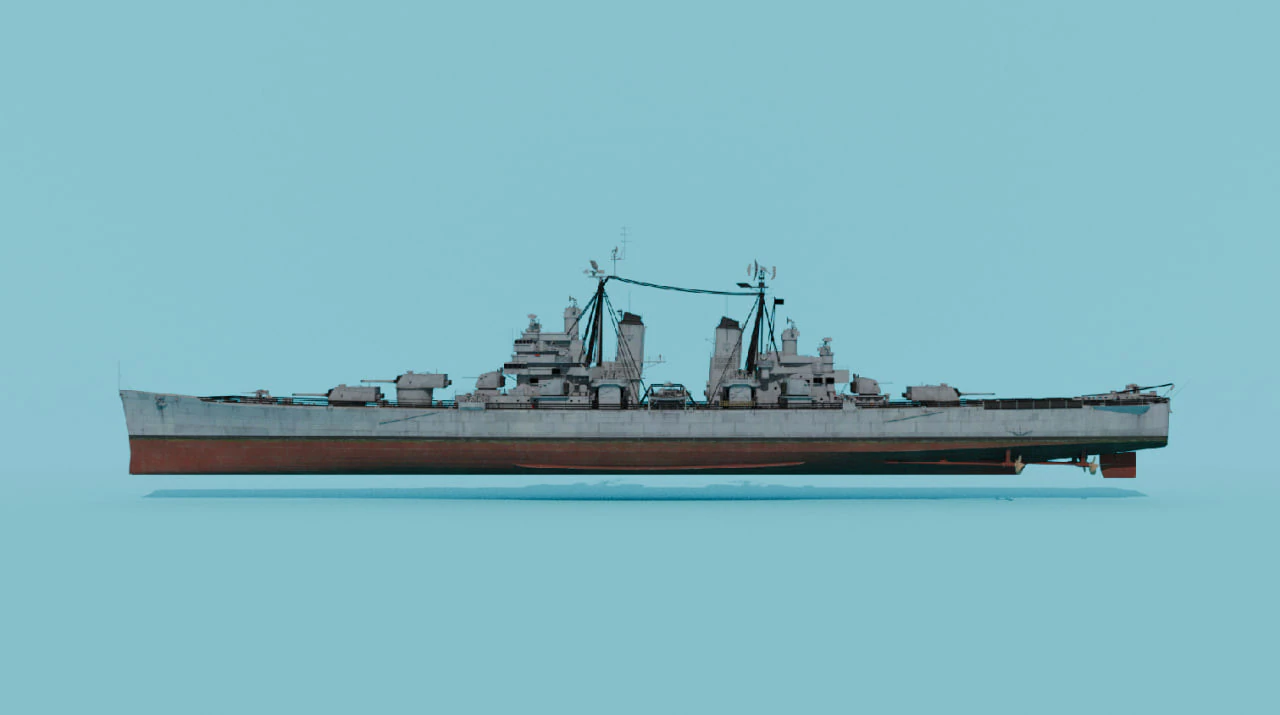 USS Pittsburgh CA-72 3D Model .c4d .max .obj .3ds .fbx .stl .blend