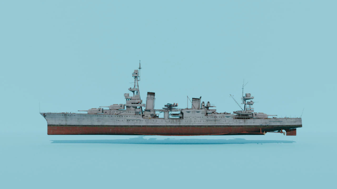 USS Northampton CA-26 3D Model .c4d .max .obj .3ds .fbx .stl .blend 