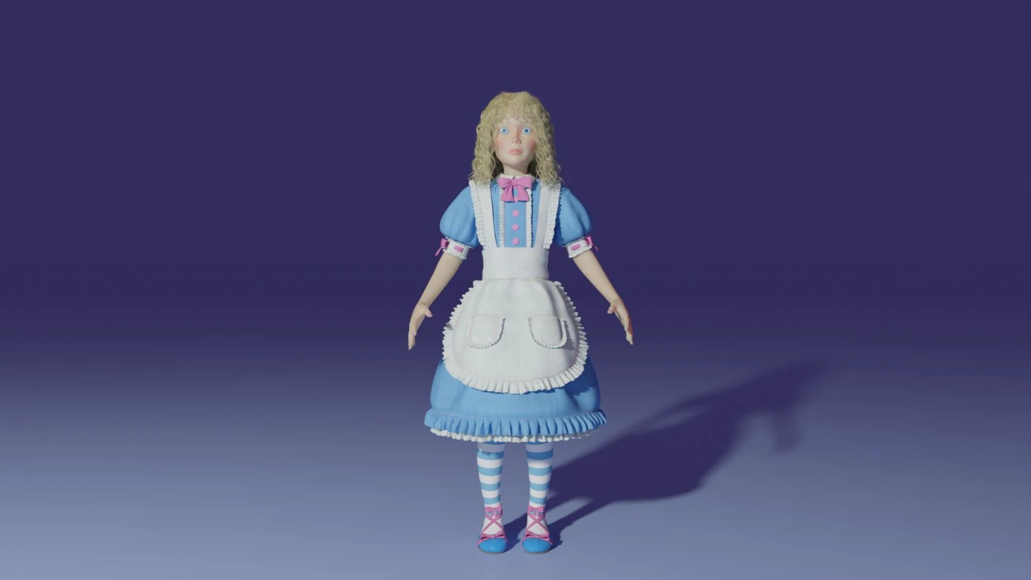 Toon Girl Alice 3D Model .c4d .max .obj .3ds .fbx .stl .blend 