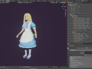 Toon Girl Alice 3D Model