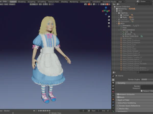 Toon Girl Alice 3D Model
