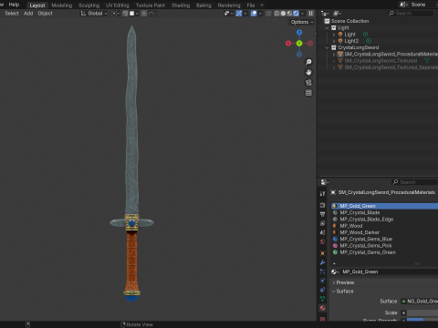Crystal Long Sword 3D Model