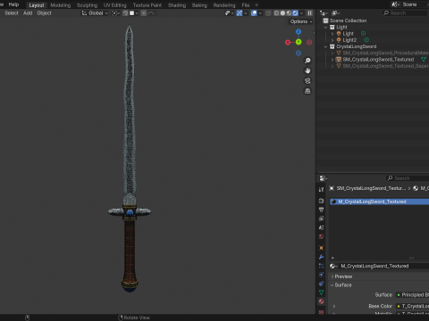 Crystal Long Sword 3D Model