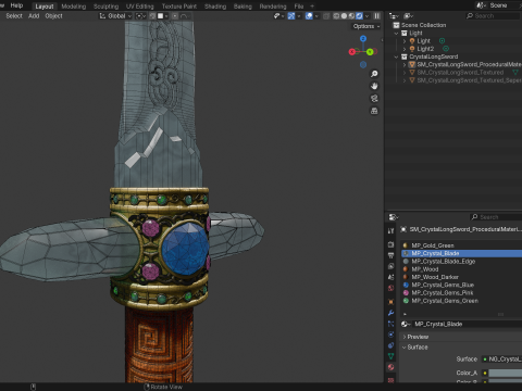 Crystal Long Sword 3D Model