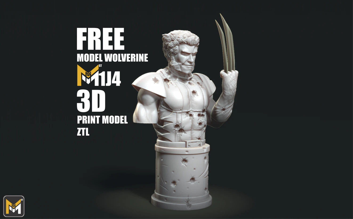 Wolverine Bust 3D print stl 3D Print Model .c4d .max .obj .3ds .fbx .stl .blend 