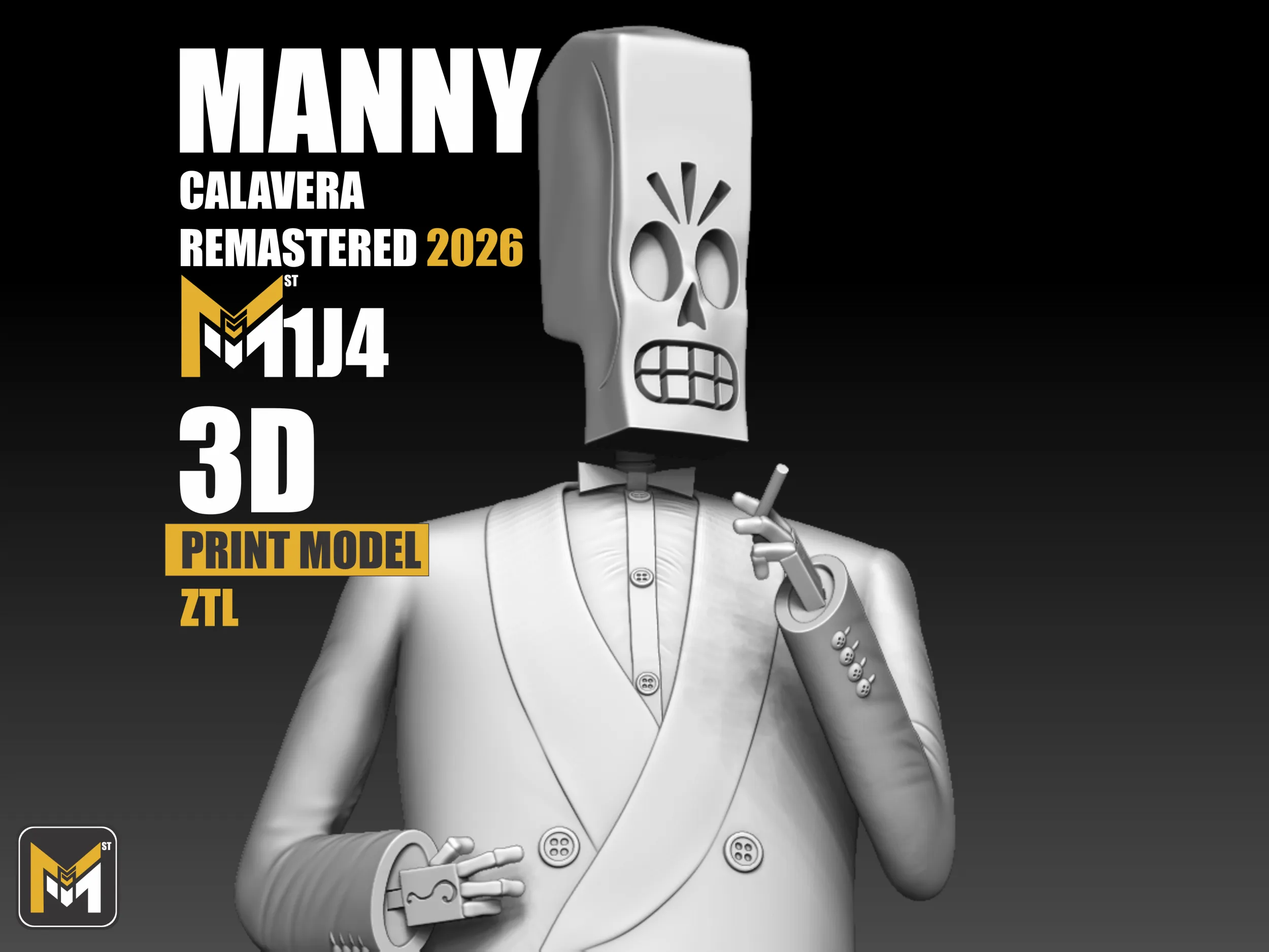 Manny Calavera 3D Statue Print Stl 3D Print Model .c4d .max .obj .3ds .fbx .stl .blend 