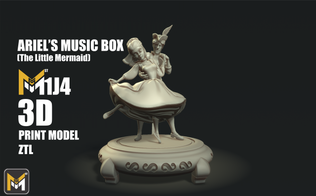 Ariel S Music Box The Little Mermaid Statue 3D Print Stl 3D Print Model .c4d .max .obj .3ds .fbx .stl .blend 