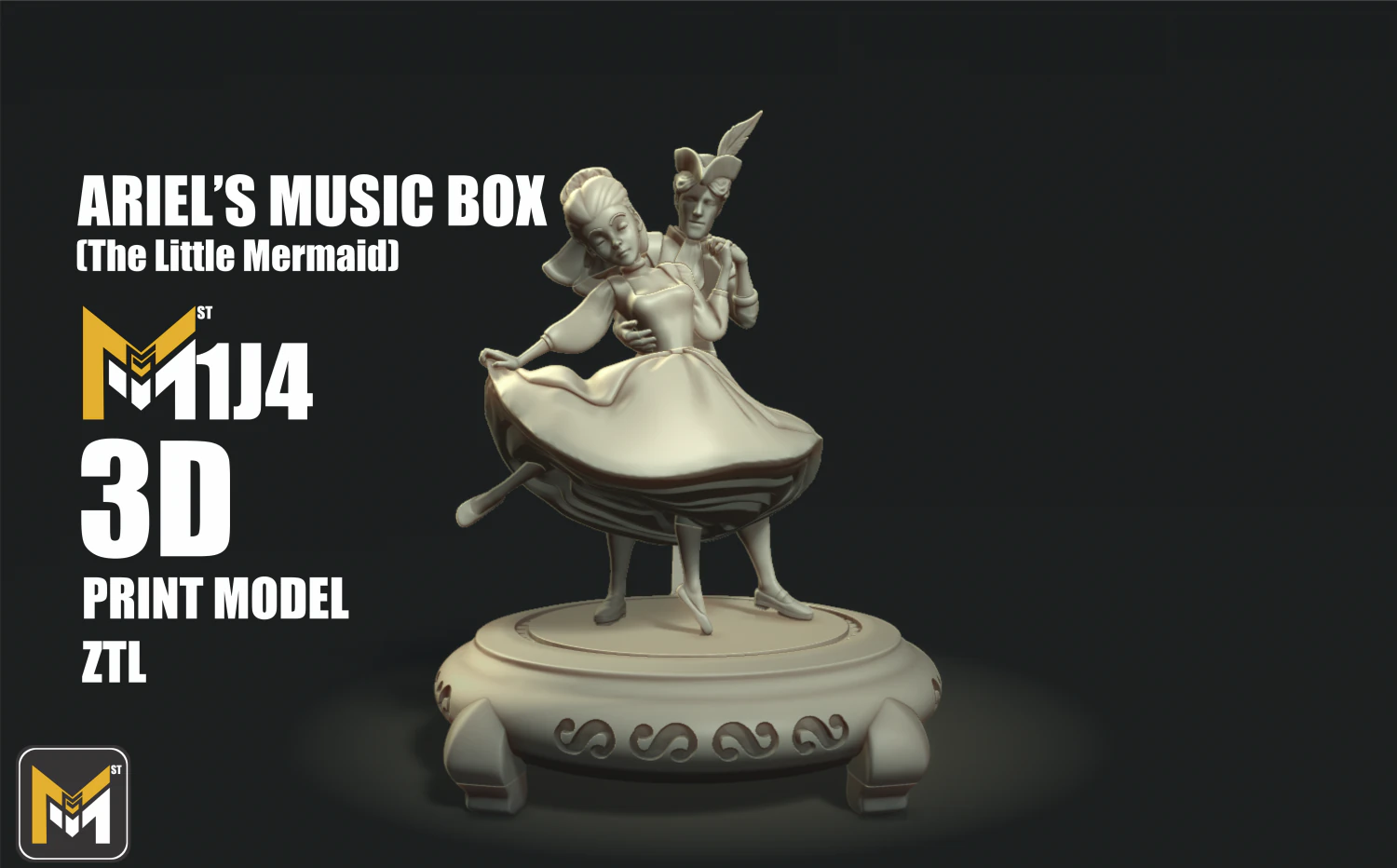 Ariel S Music Box The Little Mermaid Statue 3D Print Stl 3D Print Model .c4d .max .obj .3ds .fbx .stl .blend 