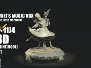 Ariel S Bo&icirc;te &agrave; musique La Petite Sir&egrave;ne Statue Impression 3D Stl Modèles 3D en vedette