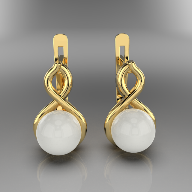 Printable earrings with pearl 6mm STL 3Dプリントモデル .c4d .max .obj .3ds .fbx .stl .blend 