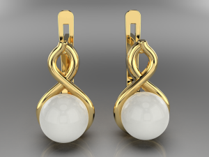Printable earrings with pearl 6mm STL 3D Print Model